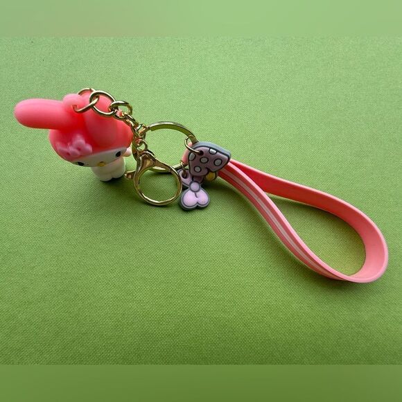 My Melody Pink Strap Keychain with Charms & Wristlet – Sanrio Kawaii Cute Gift - Picture 10 of 17